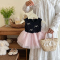 Girls' summer dress: new style baby girl dress, kids' fashionable and versatile black tank top with tulle skirt