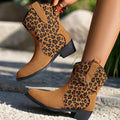 Leopard print martin boots women's  new arrival cross-border plus size women's boots short boots thick heel pointed toe  dropshipping