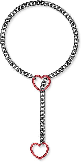 2024 new cross-border multi-color heart & o-ring adjustable punk cuban long necklace - couple's style