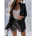 fashion: european and american autumn/winter new double-breasted blazer - solid color women's outerwear