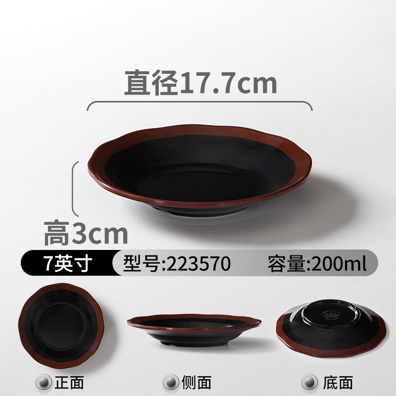 Melamine tableware plate commercial hot pot restaurant serving plate restaurant restaurant plate retro nostalgic barbecue side dish plate
