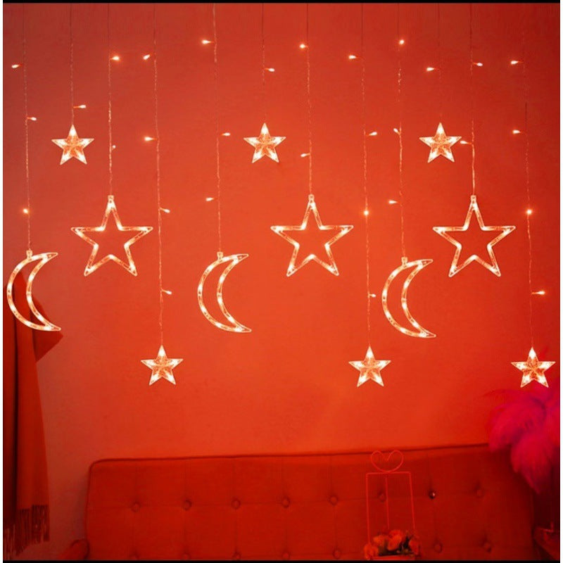 Led  star and moon lights flashing lights string lights Gypsy curtains lights birthday room decorative lights star lights