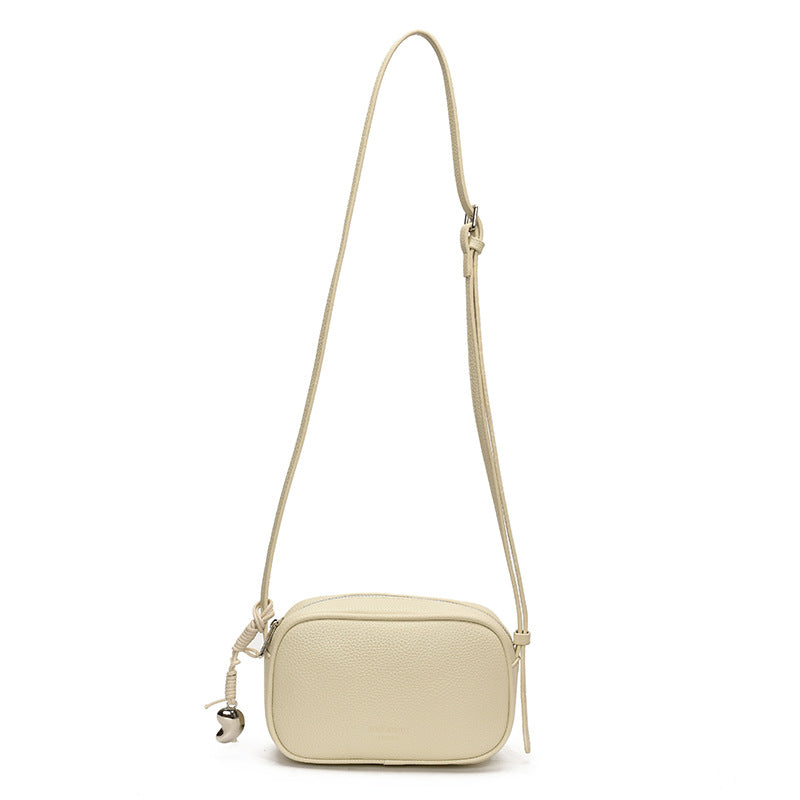 Cross-border high-end fashion foreign-style pillow bag women's 2025 new lychee pattern simple solid color shoulder messenger bag