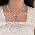 Shijia pearl necklace women's niche styleaccessible luxury design classy fashionelegant clavicle chain necklace sweater chain bead chain
