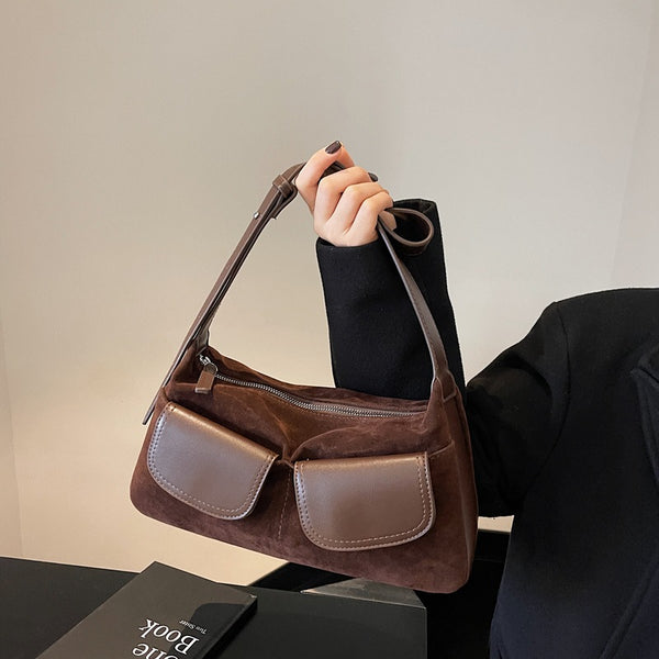 Tote bag retro large-capacity women's bag 2025 new niche design matte saddle bag shoulder bag