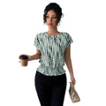 cross-border   independent station fashion women's summer short sleeve round neck elastic waist printing shirt