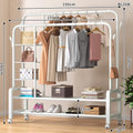 【upgraded】side storage mesh double layer double rod 150 white_hook_wheel + pulley