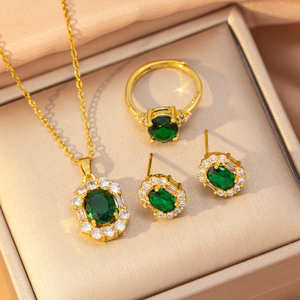 [titanium steel] amazon’s most popular emerald temperament necklace for women, accessible luxury, high-end fashion, simple clavicle chain jewelry