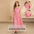 fashion style girl dress chiffon off-shoulder sense of design long skirt new arrivalgirl dress custom style