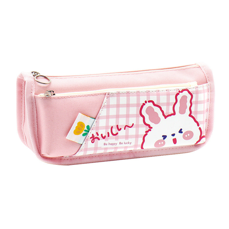 Girls pencil case large capacity primary and secondary school students stationery box wholesale canvas simple stationery bag high value Korean version pencil case