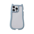 New apple 17 pro max compatible minimalist solid color cat ear phone case, iphone 15 drop-proof pc protective cover