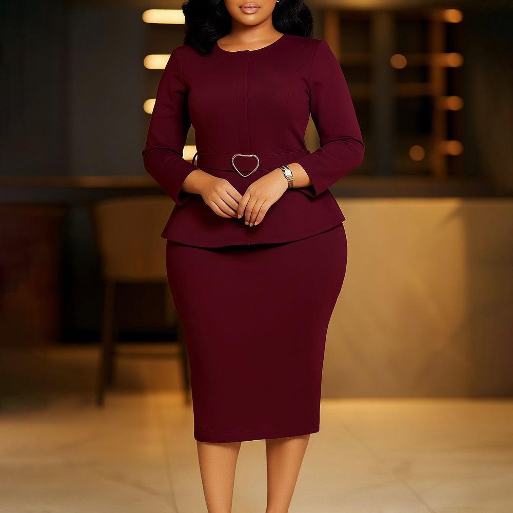 D599  foreign trade women's clothing  new fashion round neck elegant slim-fit ol pencil skirt african dress