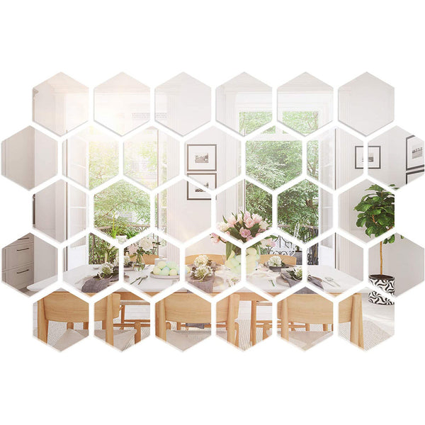 Hexagonal acrylic mirror wall sticker three-dimensional DIY self-adhesive wall sticker home decoration background wall mirror sticker XN008