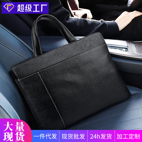 Men's briefcase leather men's bag horizontal handbag large capacity computer bag business casual cowhide men's satchel