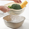 Double-layer vegetable basin drain basket six-piece set kitchen fruit washing tray living room for home square vegetable washing basin vegetable basket
