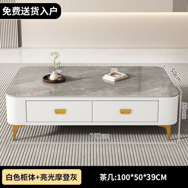 Tv cabinet coffee table living room for home small apartment 2025 modern casual tea table scandinavian floor-to-ceiling glass coffee table combination