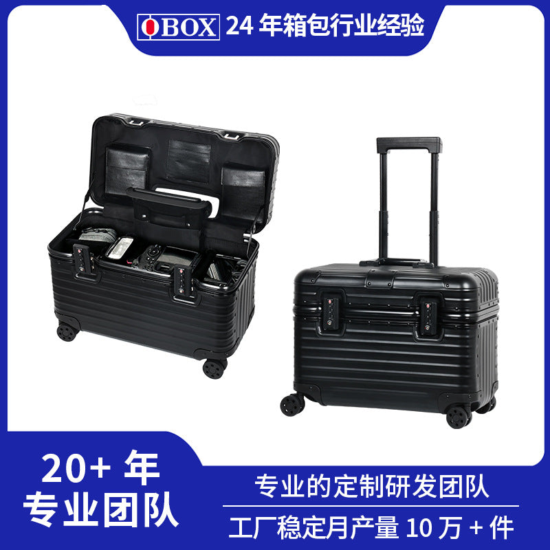 OBOX铝镁合金上翻盖拉杆登机箱摄影摄像工具箱航空机长箱18寸20寸