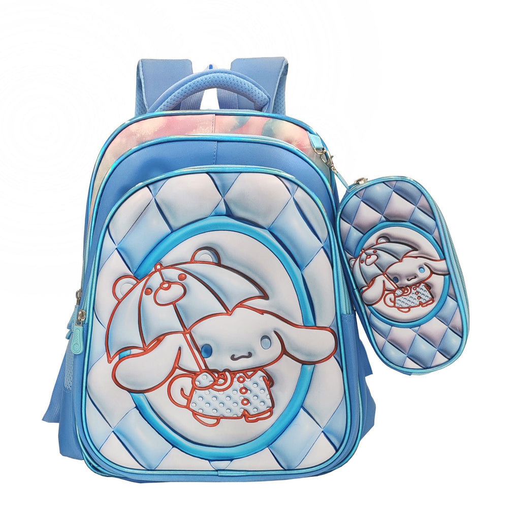 Ready-to-ship cross-border backpack set for grades 3-6. this two-piece backpack features a textured, glossy 3d leather design, perfect for elementary school students and designed to reduce the burden of carrying books
