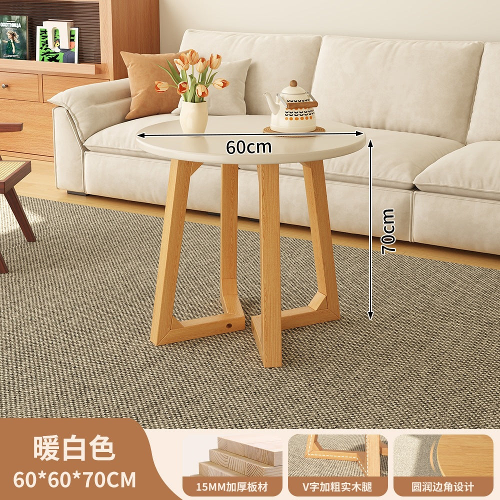Japanese style solid wood living room coffee table small apartment insfor home log style round side table casual dining tea table