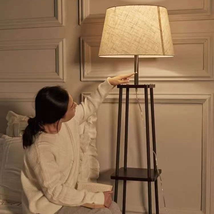 Floor lamp American wood tripod floor lamp bedroom living room study simple modern creative Nordic vertical table lamp