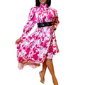 D233 free belt   cross-border new pullover print irregular african plus size european and american dress