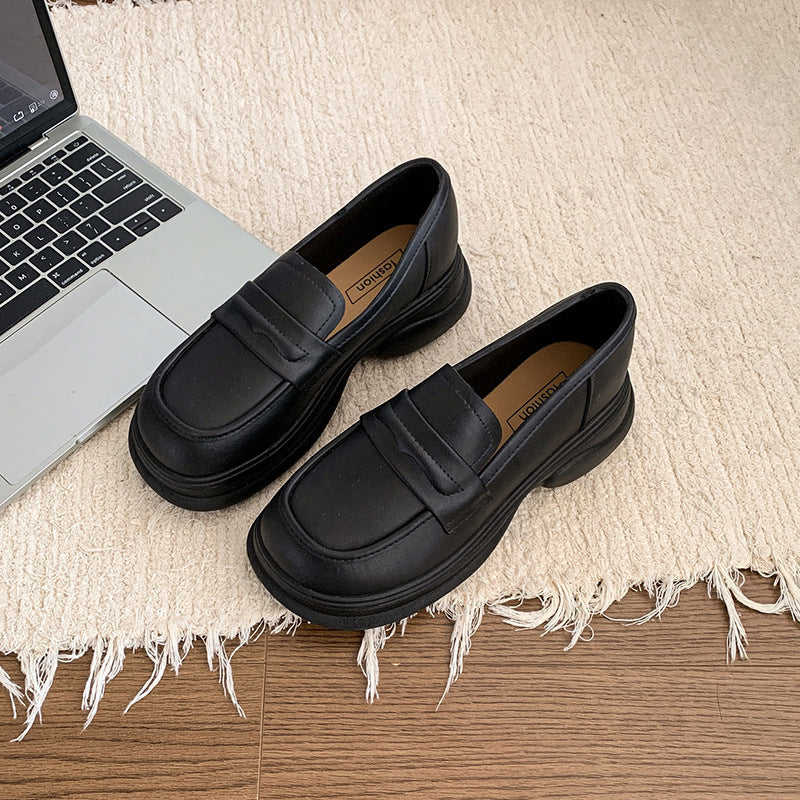 2025 new women's office british style spring/summer versatile skirt black single shoes commute soft sole loafers