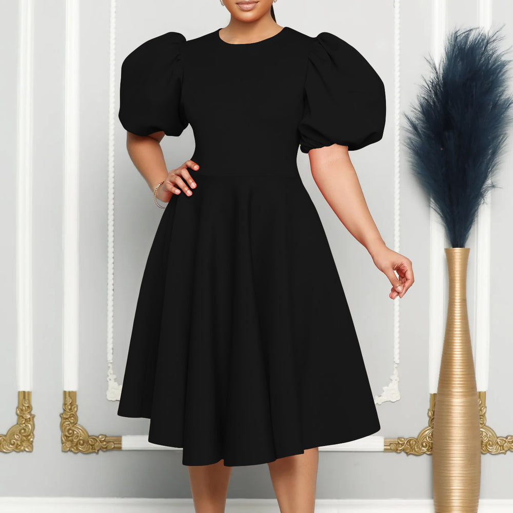 Amazon plus size women's clothing  new bubble sleeve maxi dress elegant evening gown export dress