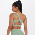 Asymmetrical one-shoulder yoga bra - barely-there sports bra with irregular straps - running & fitness tank top for women