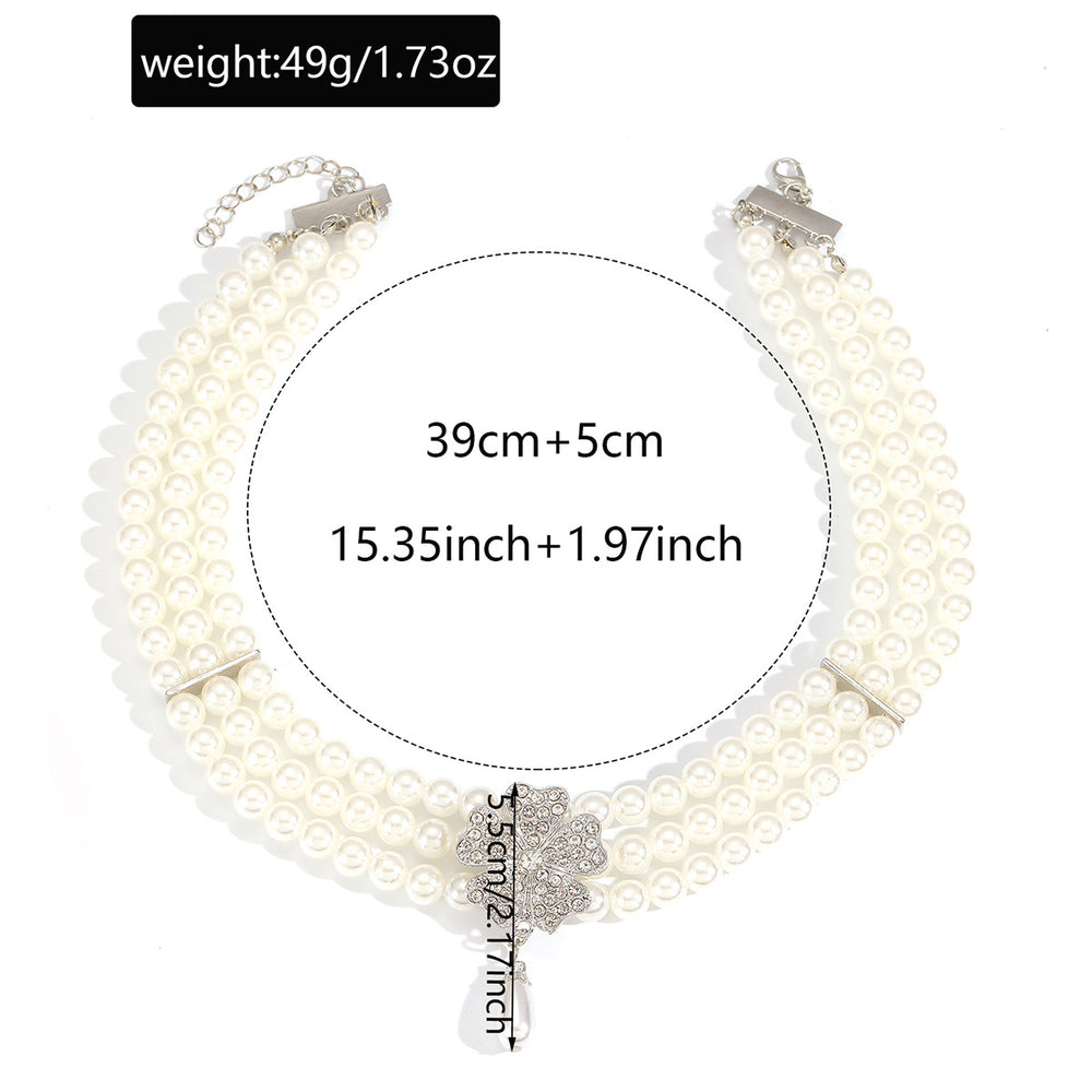 Baroque pearl necklace wholesale cross-border diamond flower sweater chain multi-layer retro niche high-end collarbone chain