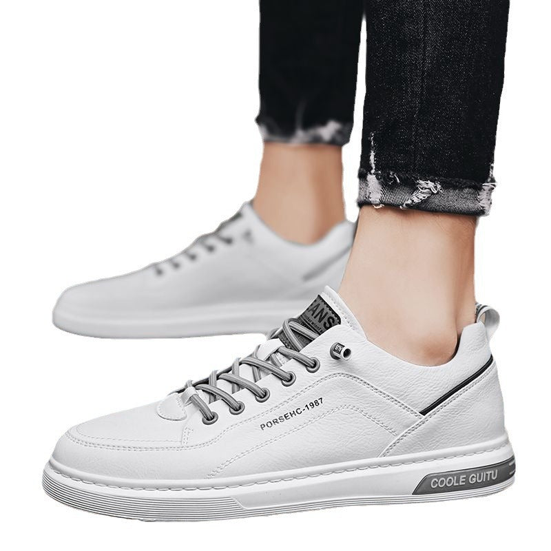Men's casual leather shoes - spring/autumn 2025 new collection - men's white flat shoes - versatile winter sports white shoes for teens