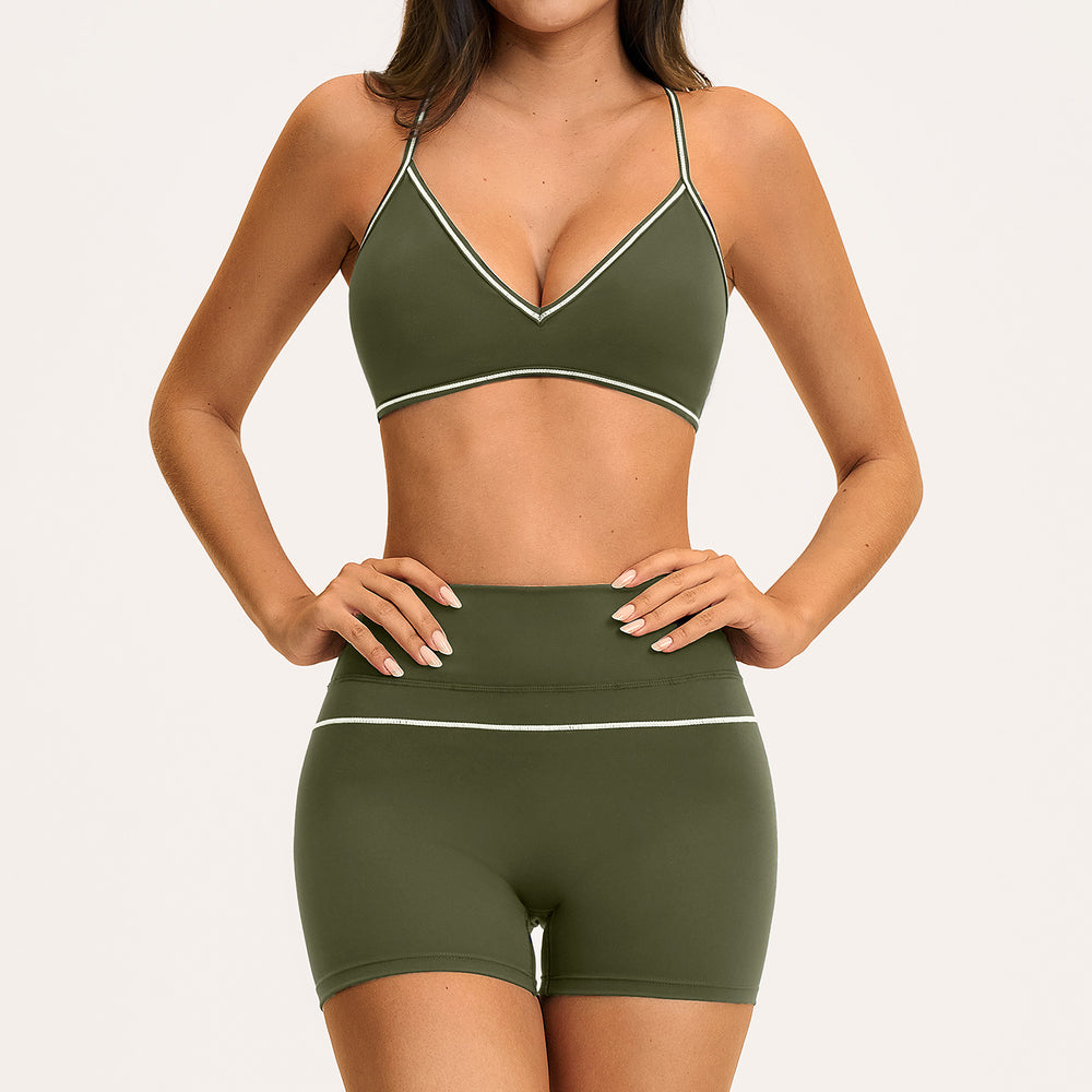 new yoga outfit: high-waisted peach lift, color block, push-up, and beautiful back design - activewear set 9615