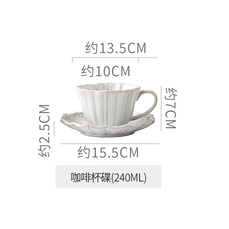 Embossed retro ceramic dinnerware set - french-inspired plates, high-end steak plates, dessert bowls, and rice bowls for home use