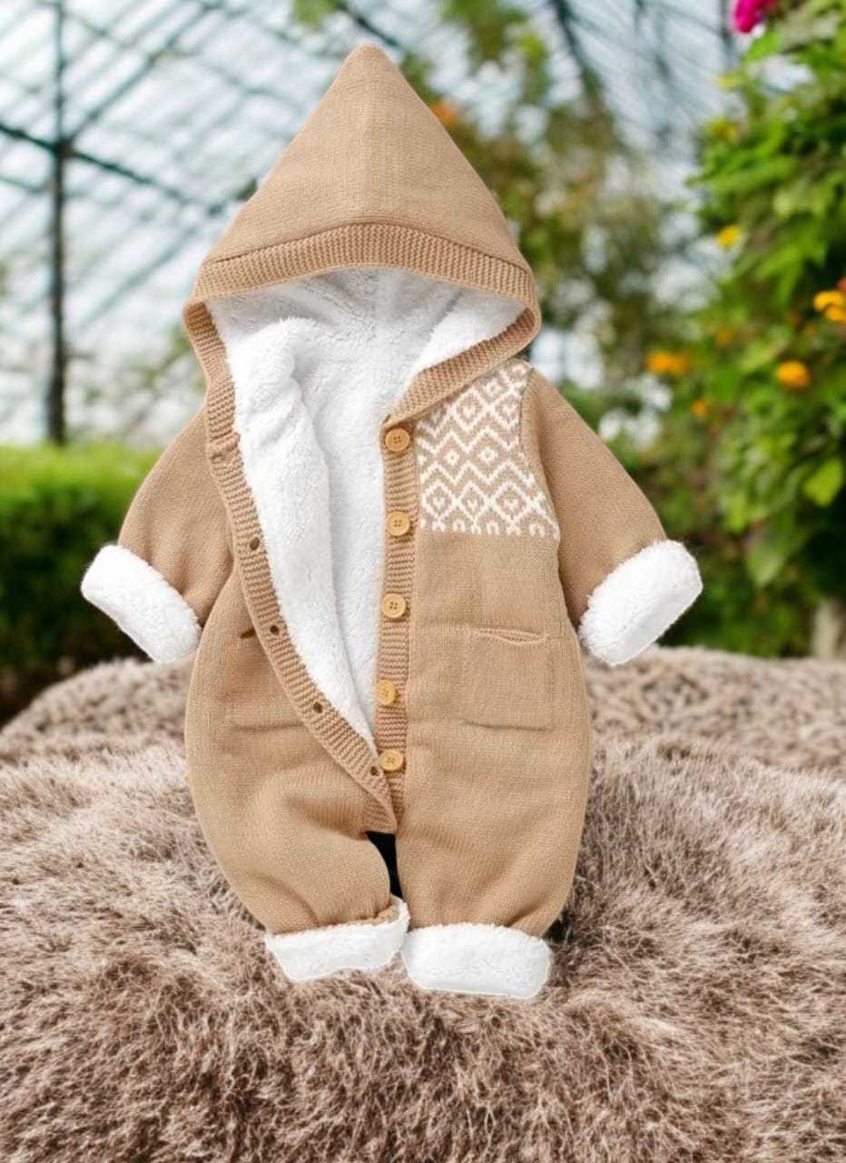 Baby knitting one-piece jumpsuit spring & fallnewborn clothing for men and women baby wool cute thickenedheattech