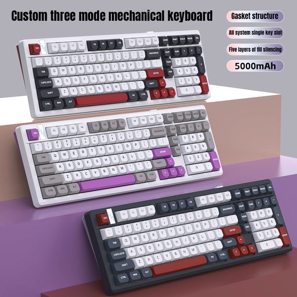 Yunguoguo K102 customized mechanical keyboard gasket structure full-key hot-swappable RGB three-mode Russian keyboard