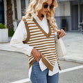 Fashion cross-border export women's clothing new arrival  independent station casual v-neck slit sweater vest vest