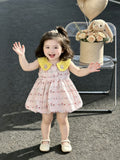 Summer princess cute girls' dress new pink cartoon baby tulip sleeveless sweet dress