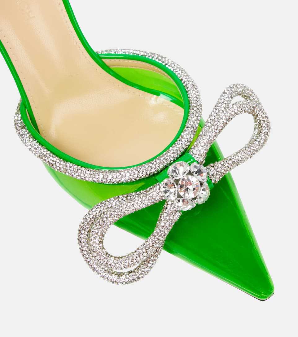 Transparent bow rhinestone high heel sandals pointed toe closed toe stiletto heels fashion european and american cross-border style