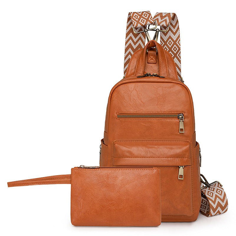 Cross-border small backpack backpack women's new bag pu women's bag, set lightweight backpack backpack commuting