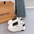 Girls' white sneakers: new spring/autumn  collection - chunky sole, versatile, warm, height-boosting, bestselling athletic skate shoes