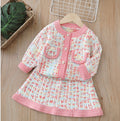 Girls' chanel-inspired two-piece autumn outfit: baby girl's jacket and cardigan sweater set