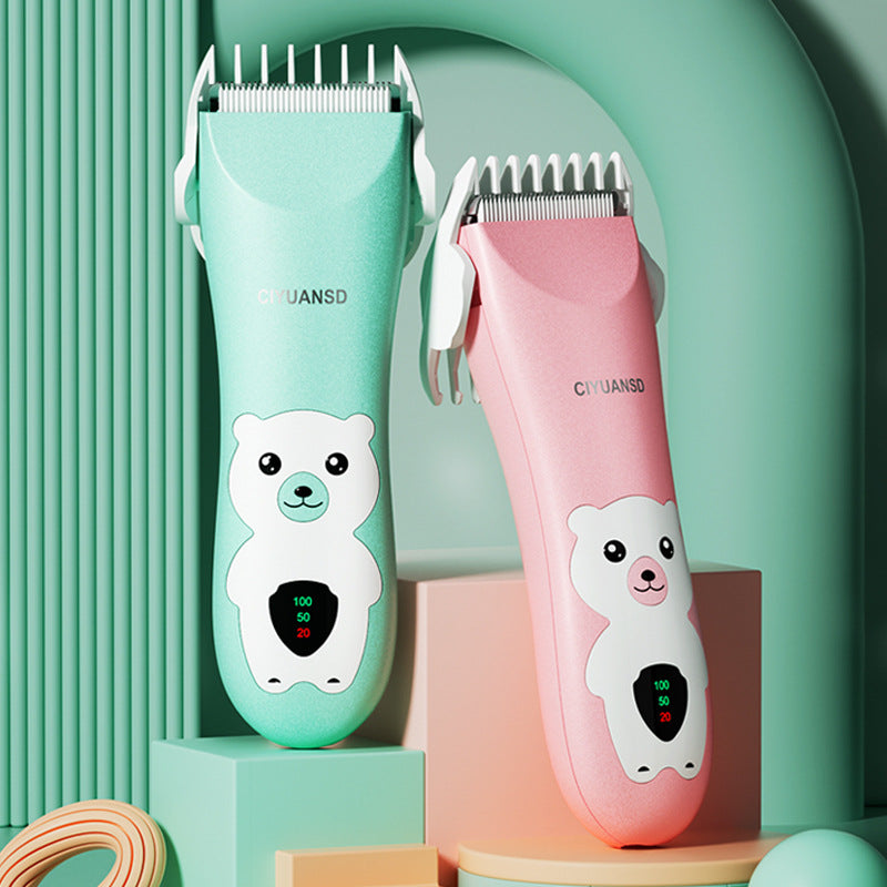 Baby-safe display charging hair clipper with ceramic blades - home hair trimmer for kids - waterproof hair cutting machine
