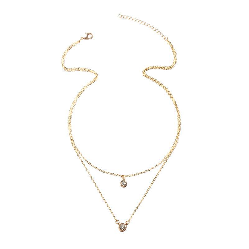 Stacked necklace wholesale european and american cross-border autumn and winter jewelry women's creative simple electroplated small round diamond circle sweater chain