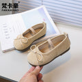 Vancahao kids mary jane leather shoes  spring/autumn new girls' bow princess shoes soft sole dance shoes