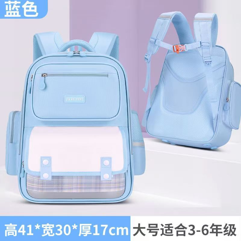 New plaid primary school bag girls 1-3-6 grade backpack girls super light wholesale large capacity