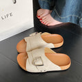 2025 new french retro chunky sole single buckle french sandals & slippers - summer outdoor wear, unisex, export quality