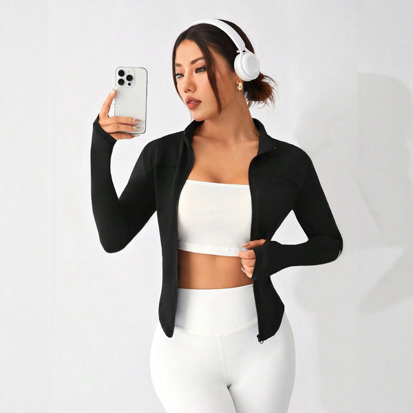 Pre-sale  European and American zipper cardigan long-sleeved tight running trend new yoga clothes outdoor fitness clothes jacket