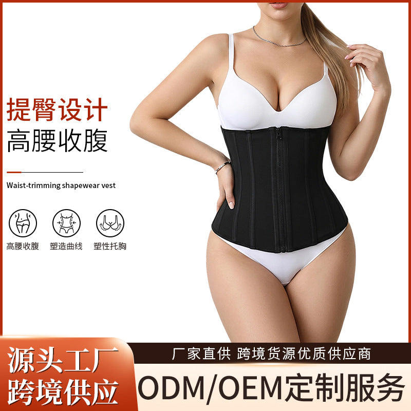Oemexporthot selling mesh 24 bone external zipper double breasted waist belt slimming body shaping waist belt