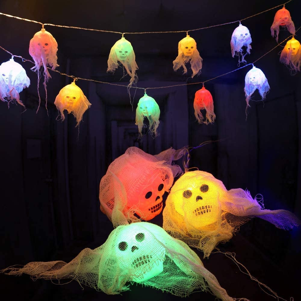 New Halloween light string skull ghost horror decorative lights ghost festival atmosphere small lights battery box pumpkin lights