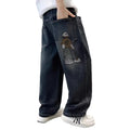 Kids' jeans: new autumn/winter casual, versatile, washed denim, loose fit, korean style, trendy spring/autumn boys' pants for mid-to-large children