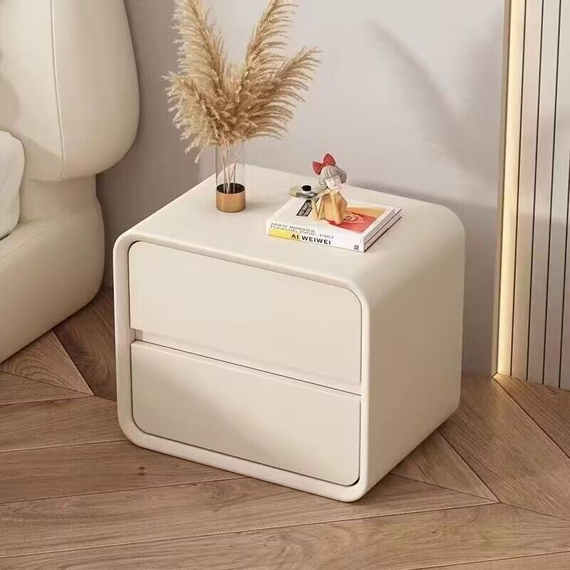 Cream style modern simple bedside table small storage bedside cabinet new solid wood popular bedroom installation-free for home